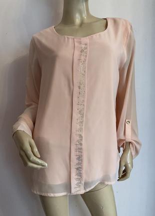 Нежная персиковая нарядная блузка/ 44/ brend porto