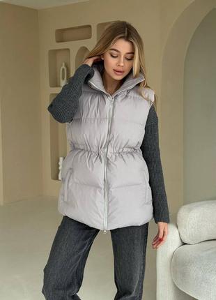 Жіночий жилет на кулісці на затяжках на утяжках,женская жилетка тёплая,безрукавка