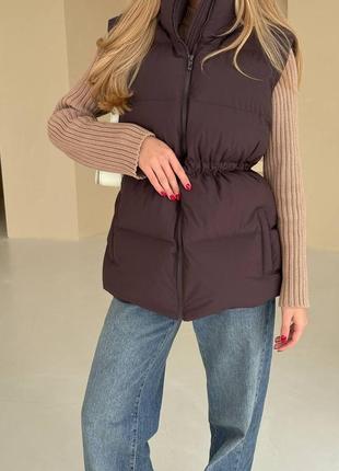 Жіночий жилет на кулісці на затяжках на утяжках,женская жилетка тёплая,безрукавка