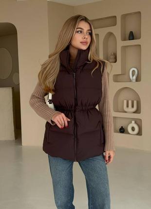 Жіночий жилет на кулісці на затяжках на утяжках,женская жилетка тёплая,безрукавка