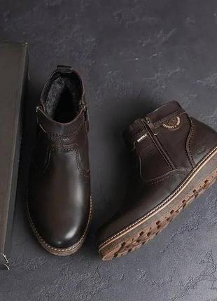 Мужские кожаные зимние ботинки kristan city traffic brown р.40-452 фото