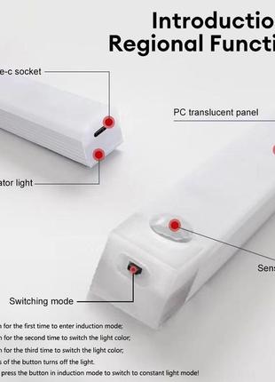 Беспроводная led-лампа 50 см светодиодный светильник с датчиком движения