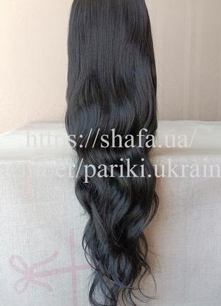Длинный черный парик, волнистая, без челки, новая, термостойкая, парик3 фото