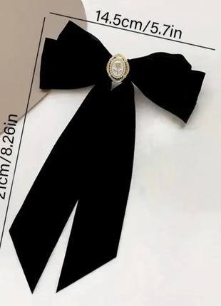 Зажим для волос ретро заколка черный вельветовый бант
