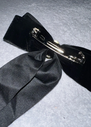 Зажим для волос ретро заколка черный вельветовый бант