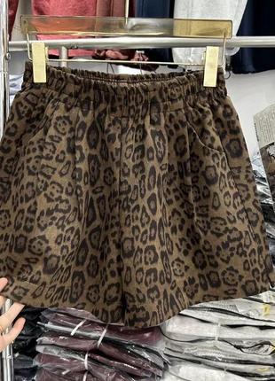 Леопардові шорти ворсисті на підкладці