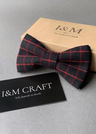 Галстук-бабочка i&m craft черный в красную клетку (010432)