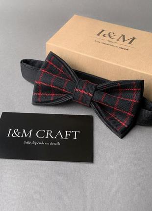 Галстук-бабочка i&m craft черный в красную клетку (010431)