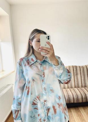 Крута блуза у тай-дай принт на довгий рукав, батал