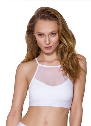Спортивный топ с прозрачной вставкой ps006 top white s - passion