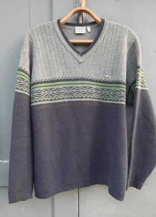 Свитер lacoste шерстяной вязаный l