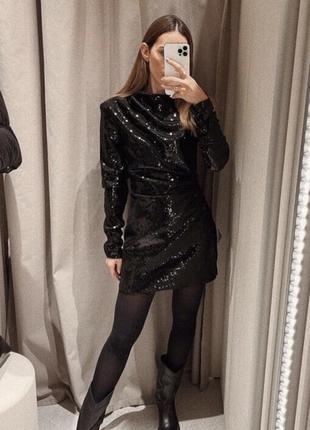Платье zara пайетки тренд блеостки