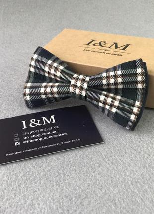 Галстук-бабочка i&m craft темно-зеленая в клетку (010415)2 фото