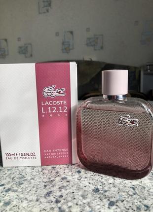 Туалетная вода l.12.12. rose eau intense lacoste почти полные 100 мл