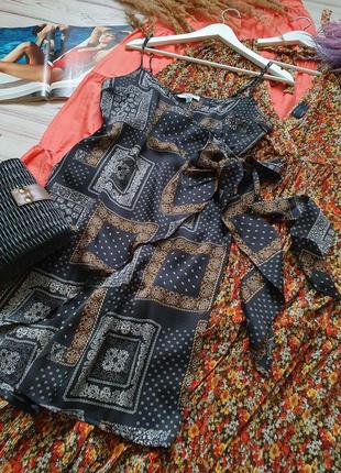 Легкое летнее платье сарафан бохо на запах с поясом4 фото