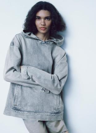 Худі світшот з капюшоном джинсовий zara
