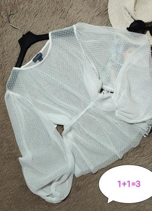 Гарний топ сітка з об'ємними рукавами/блузка/ блуза