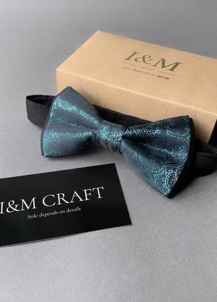 Галстук-бабочка i&m craft серо-зеленая с принтом (0102004021)
