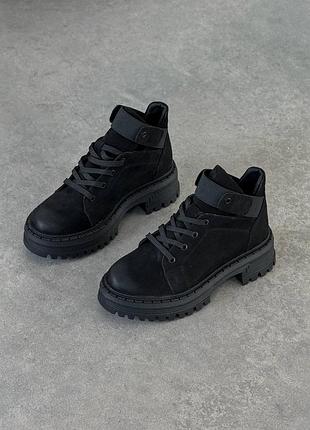 Полуботинки женские черные нубук демисезонные