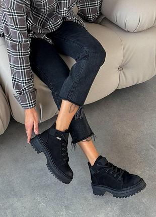 Полуботинки женские черные нубук демисезонные