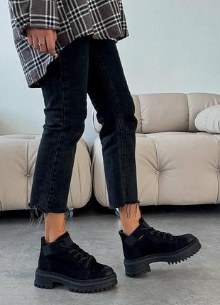 Полуботинки женские черные нубук демисезонные