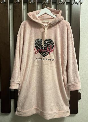 Теплый меховой, флисовый халат, туника для дома