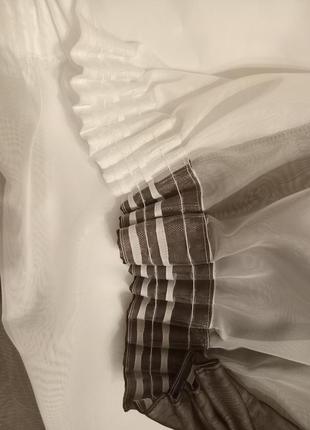 Тюль коротка на вікно біло-коричнева геометрична