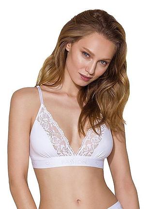 Спортивный топ с кружевом passion ps001 top размер m белый (so4188)