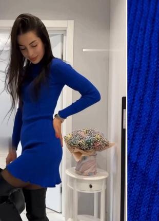 Сукня жіноча коротка міні ангорова вязана повсякденна з рукавом осіння на осінь чорна синя біла бежева базова платя гарна тепла