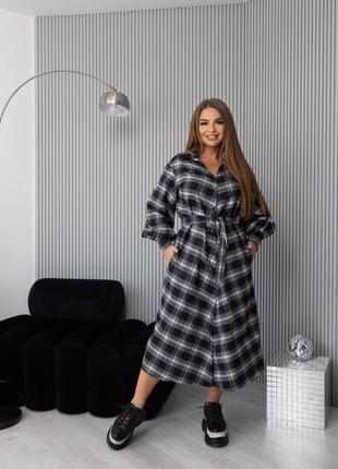 Сукня в клітинку (батал) 250 ім