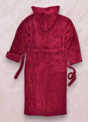 Халат для сауни чоловічий теплий гарної якості модний, чоловічий флісовий халат з капюшоном бордовий xl kayra2 фото
