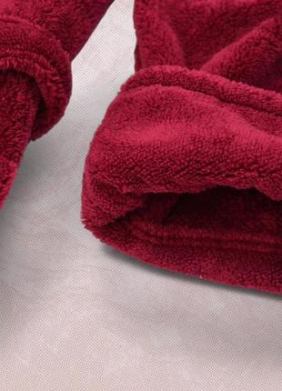 Халат для сауни чоловічий теплий гарної якості модний, чоловічий флісовий халат з капюшоном бордовий xl kayra6 фото