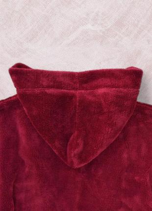 Халат для сауни чоловічий теплий гарної якості модний, чоловічий флісовий халат з капюшоном бордовий xl kayra5 фото