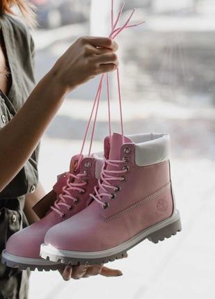 Розпродаж черевики зимові timberland pink (хутро) за уцінкою5 фото