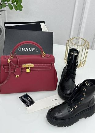 Кожаные сапоги в стиле chanel3 фото