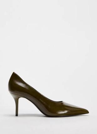 Кожаные хаки туфли женские zara new2 фото