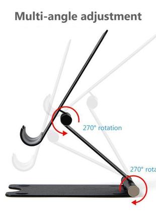 Металлическая подставка трансформер под телефон или планшет. держатель для телефона, планшета v4b черная2 фото