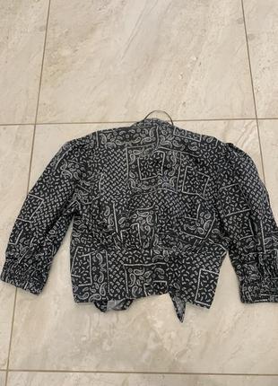 Zara топ на завязке черная кофта рубашка блузка6 фото