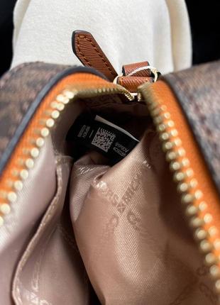Жіноча шкіряна брендова сумочка з оригінальним принтом michael kors brown premium7 фото