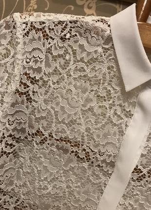Очень красивая и стильная брендовая кружевная блузка белого цвета 19.8 фото