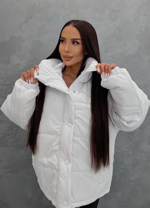Теплий та стильний жіночий пуховик оверсайз на силіконі 250, якість люкс (зимовий, зимова стьобана куртка)
