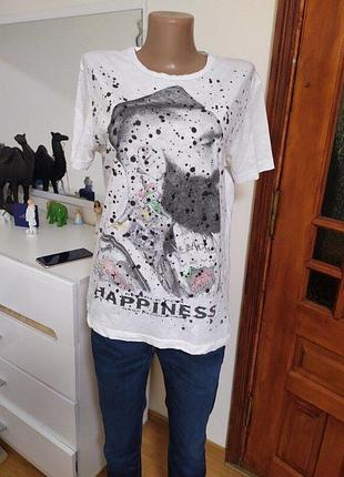 Біла футболка бавовна хіпстер хлопковая футболка хипстер l people for happiness