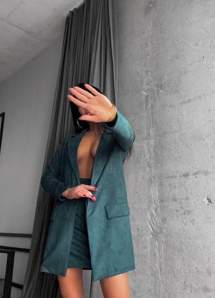 Замшевый костюм пиджак + юбка хорошее качество 🔥6 фото