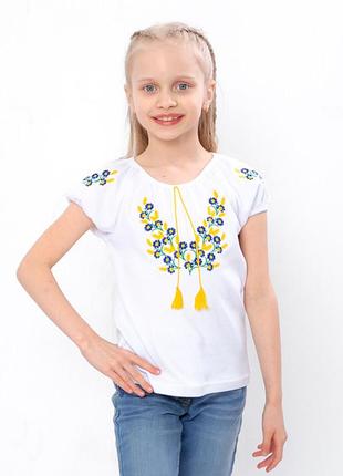 Вишиванка з волошками для дівчинки, біла вишивка волошки колоски, блуза вишита волошками, вышиванка вышитая блузка васильки