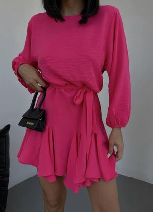 Коротка сукня. тканина: американський креп. колір: зелений, помаранчевий, чорний, рожевий4 фото