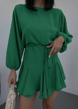 Коротка сукня. тканина: американський креп. колір: зелений, помаранчевий, чорний, рожевий3 фото