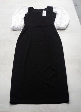 Элегантное черное белое платье3 фото