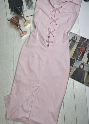 Рожева міді сукня s сукня по фігурі плаття з шнурівкою коротке плаття з розрізом2 фото