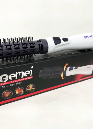 Фен-щетка для волос фен, вращающийся gemei gm-4826, фен с насадкой брашинг, щетка ws849667 фото