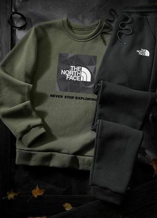 Мужской теплый спортивный костюм The North Face свитшот и штаны | спортивный костюм на флисе зе норс фейс топ